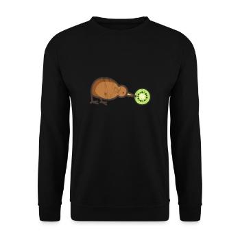 Lustige Kiwi-Vogel-Frucht-Wortspiel - einfache Kiwi - Unisex Pullover - Schwarz - Vorne - Alina (178cm) & Michal (187cm)