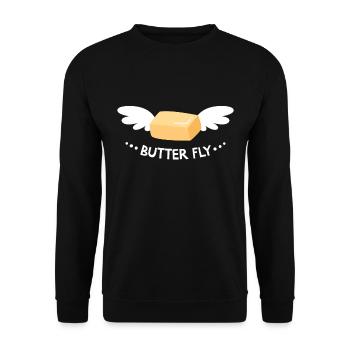 Butter Fly Stick Of Butter With Wings Butter Fly - Unisex Sweatshirt - black - Front - Alina (178cm) & Michal (187cm)
