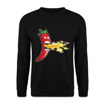 Piment, respirer, feu, rigolote, nourriture chaude, sauce - Sweat-shirt Unisexe - noir - Devant - Alina (178cm) & Michal (187cm)