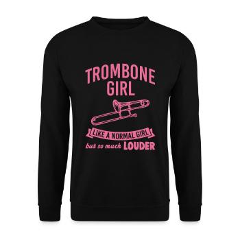 Funny Trombone Girl Like Normal But Louder Music - Unisex Sweatshirt - black - Front - Alina (178cm) & Michal (187cm)