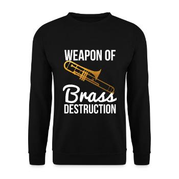 Lustige Posaune Spieler Geschenkwaffe aus Messing - Unisex Pullover - Schwarz - Vorne - Alina (178cm) & Michal (187cm)