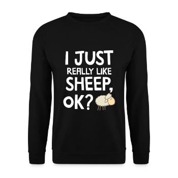 I Just Really Like Sheep Ok? - Funny Sheep - Unisex Sweatshirt - black - Front - Alina (178cm) & Michal (187cm)