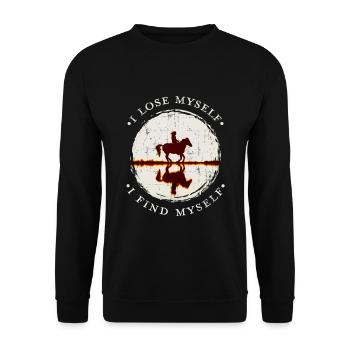 Ich verliere mich selbst Ich finde mich Pferdeliebhaber Geschenk - Unisex Pullover - Schwarz - Vorne - Alina (178cm) & Michal (187cm)