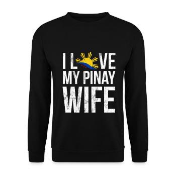 Ich liebe meine Pinay Frau Philippinen Filipino Pride - Unisex Pullover - Schwarz - Vorne - Alina (178cm) & Michal (187cm)