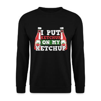 Ich lege Ketchup auf meinen Ketchup Funny Tomato Ketchup - Unisex Pullover - Schwarz - Vorne - Alina (178cm) & Michal (187cm)