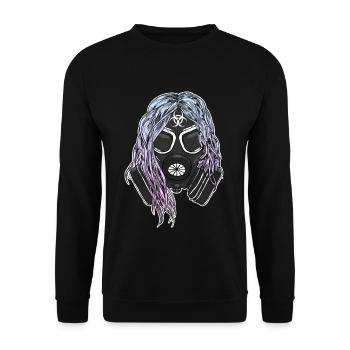 Grunge Nuclear Radioactive Plague Gas Mask - Unisex Pullover - Schwarz - Vorne - Alina (178cm) & Michal (187cm)