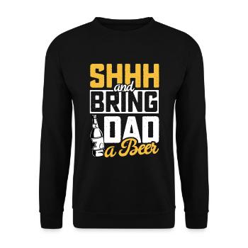 Pssst und bring Papa ein lustiges Bier zum Vatertagsgeschenk - Unisex Pullover - Schwarz - Vorne - Alina (178cm) & Michal (187cm)