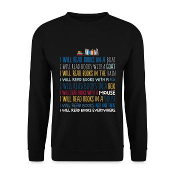 Ich werde Bücher auf einem Boot lesen und überall lesen - Unisex Pullover - Schwarz - Vorne - Alina (178cm) & Michal (187cm)
