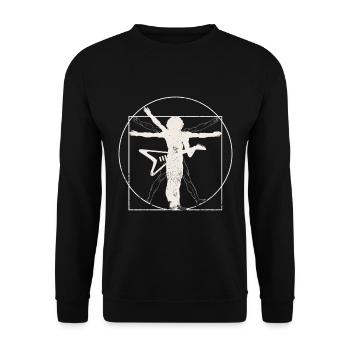 Vitruvian Electric Guitar Man Rock Music Gift - Unisex Sweatshirt - black - Front - Alina (178cm) & Michal (187cm)