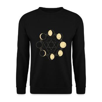 Mondphase Unendlichkeit Goth Wicca Pagan Celtic - Unisex Pullover - Schwarz - Vorne - Alina (178cm) & Michal (187cm)