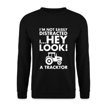 I'M Not Easily Distracted I Hey Look A Tractor - Unisex Sweatshirt - black - Front - Alina (178cm) & Michal (187cm)