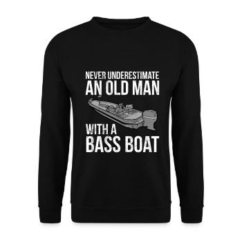 Never Underestimate An Old Man With Bass Boat - Unisex Sweatshirt - black - Front - Alina (178cm) & Michal (187cm)