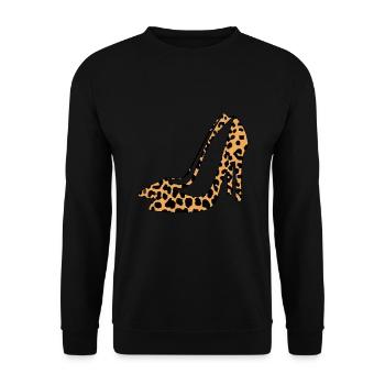 Chaussure à imprimé animal léopard Escarpin talon aiguille - Sweat-shirt Unisexe - noir - Devant - Alina (178cm) & Michal (187cm)