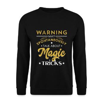 Le magicien parle spontanément de tours de magie - Sweat-shirt Unisexe - noir - Devant - Alina (178cm) & Michal (187cm)