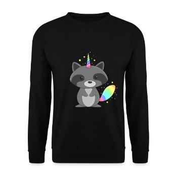 Magical Racoonicorn Sparkly Hybrid Animal Tee - Unisex Sweatshirt - black - Front - Alina (178cm) & Michal (187cm)