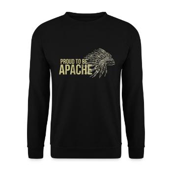 Stolz darauf, Apache zu sein - Native American Pride Tee - Unisex Pullover - Schwarz - Vorne - Alina (178cm) & Michal (187cm)