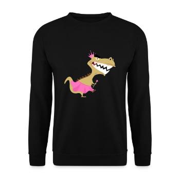 Ballerina Rex Dinosaurier - Unisex Pullover - Schwarz - Vorne - Alina (178cm) & Michal (187cm)