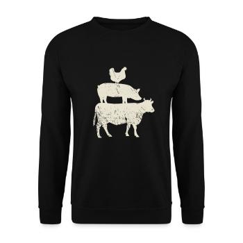 Animaux de la ferme empilés. Amant de viande de coq cochon vache - Sweat-shirt Unisexe - noir - Devant - Alina (178cm) & Michal (187cm)