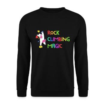 Kletterzauber-Einhorn - Unisex Pullover - Schwarz - Vorne - Alina (178cm) & Michal (187cm)