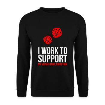 Ich arbeite nur, um meine Brettspielsucht zu unterstützen - Unisex Pullover - Schwarz - Vorne - Alina (178cm) & Michal (187cm)