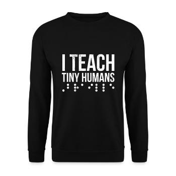 I Teach Tiny Humans Braille - Unisex Sweatshirt - black - Front - Alina (178cm) & Michal (187cm)
