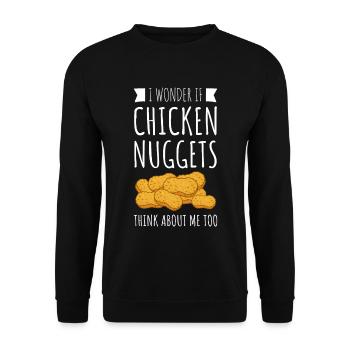 Je me demande si des pépites de poulet - Fast Food drôle - Sweat-shirt Unisexe - noir - Devant - Alina (178cm) & Michal (187cm)