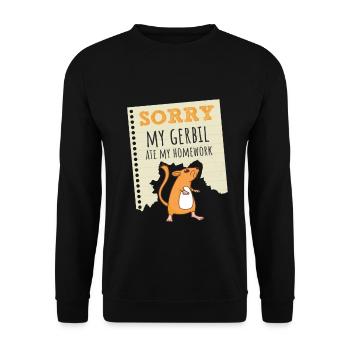 Désolé ma gerbille a mangé mes devoirs enfants, professeur - Sweat-shirt Unisexe - noir - Devant - Alina (178cm) & Michal (187cm)