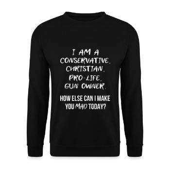 Gerade konservative Christian ProLife Waffenbesitzer - Unisex Pullover - Schwarz - Vorne - Alina (178cm) & Michal (187cm)