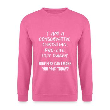 Gerade konservative Christian ProLife Waffenbesitzer - Unisex Pullover - Pink - Vorne