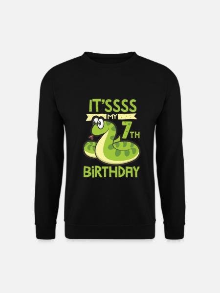Kinder 7. Geburtstag Schlange für 7 Jahre alte Jungen Mädchen - Unisex Pullover - Schwarz