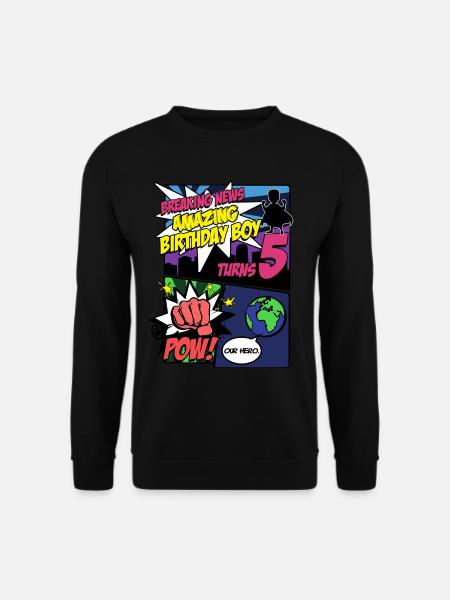 Superheld Geburtstagskind wird 5 Amazing Awesome - Unisex Pullover - Schwarz