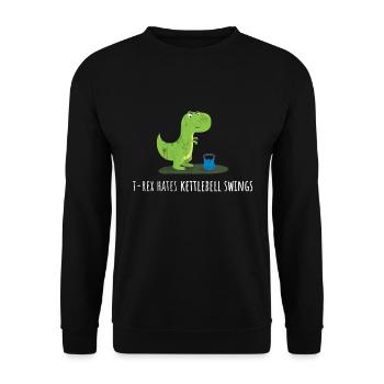 Rex déteste Kettlebell Swings Funny Gym Dinosaur - Sweat-shirt Unisexe - noir - Devant - Alina (178cm) & Michal (187cm)