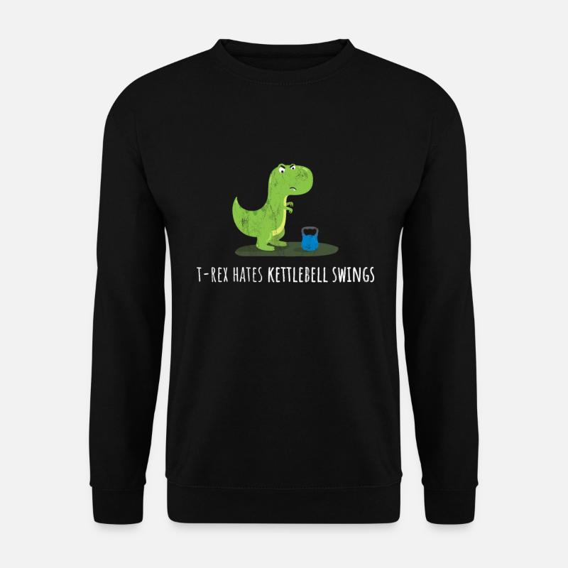 Rex hasst Kettlebell Swings Funny Gym Dinosaurier - Unisex Pullover - Schwarz