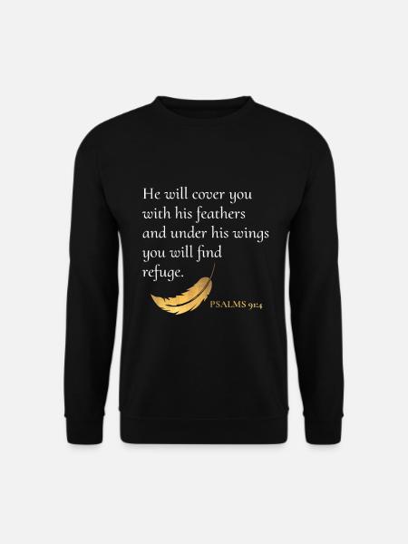 Finden Sie unter seinen Flügeln Zuflucht Psalmen 91: 4 Christian - Unisex Pullover - Schwarz