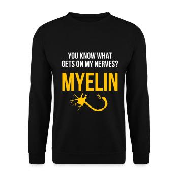 Myelin monte sur mes nerfs - Blague scientifique drôle - Sweat-shirt Unisexe - noir - Devant - Alina (178cm) & Michal (187cm)