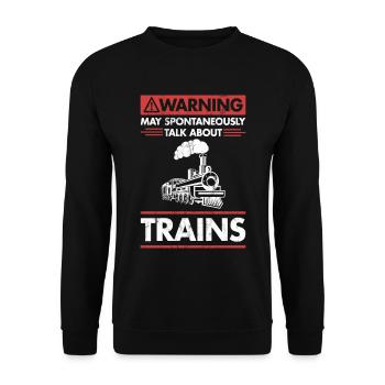 Warning May Talk About Trains Hobby Train Lover - Unisex Sweatshirt - black - Front - Alina (178cm) & Michal (187cm)