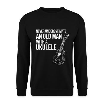 Jamais sous-estimer le vieil homme avec un musicien d'ukulélé - Sweat-shirt Unisexe - noir - Devant - Alina (178cm) & Michal (187cm)