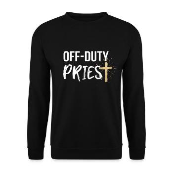 OffDuty Priest Funny Priest Pastor - Unisex Sweatshirt - black - Front - Alina (178cm) & Michal (187cm)