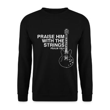 Lob ihn Christian Gitarrist verzweifelt - Unisex Pullover - Schwarz - Vorne - Alina (178cm) & Michal (187cm)