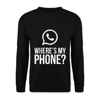 Wo ist mein Telefon Lustiges Smartphone Pay Phone Retro - Unisex Pullover - Schwarz - Vorne - Alina (178cm) & Michal (187cm)
