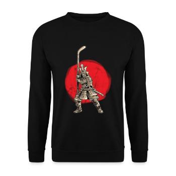 Samurai Warrior Hockey Goalie Stürmer - Unisex Pullover - Schwarz - Vorne - Alina (178cm) & Michal (187cm)