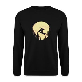Snowboarding Moon Rise Sunset Silhouette Snowboard - Unisex Pullover - Schwarz - Vorne - Alina (178cm) & Michal (187cm)