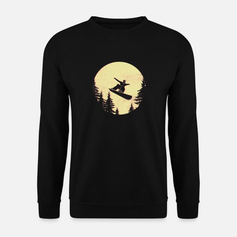 Snowboarding Moon Rise Sunset Silhouette Snowboard - Unisex Sweatshirt - black