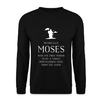 Technisch gesehen Moses First W / Tablet-Download - Unisex Pullover - Schwarz - Vorne - Alina (178cm) & Michal (187cm)