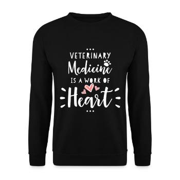 Veterinärmedizin, Tierarzt, Herzensarbeit - Unisex Pullover - Schwarz - Vorne - Alina (178cm) & Michal (187cm)