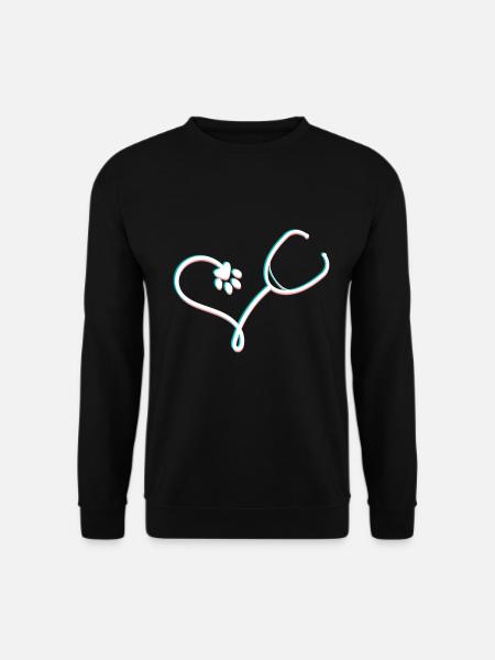 Tierarzt Herz Stethoskop Tierliebhaber Tierarzt - Unisex Pullover - Schwarz