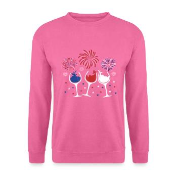 Rotes weißes und blaues lustiges Weinglas für 4Th von - Unisex Pullover - Pink - Vorne