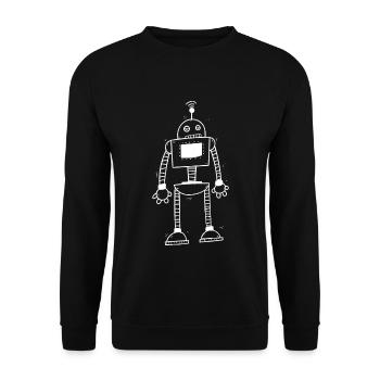Vintage Retro Sci Fi Roboter - 1950er Jahre - Unisex Pullover - Schwarz - Vorne - Alina (178cm) & Michal (187cm)