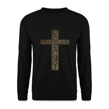 Christian Religious Cross Of Inspiration - Unisex Sweatshirt - black - Front - Alina (178cm) & Michal (187cm)