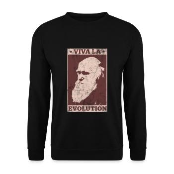 Charles Darwin Viva La Evolution - Unisex Pullover - Schwarz - Vorne - Alina (178cm) & Michal (187cm)
